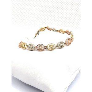 14k REAL GOLD bracelet oval shapes in 3 colors 7.5 in